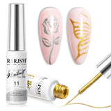 RARJSM Gel Liner Nail Art Silver Gold Glitter Nail Design Polish Painted Gel Nail Polish Set 2Pcs Soak off Curing Requires 8ml Build in Thin Brush for Home Salon Diy Nail Decoration Dotting Painting