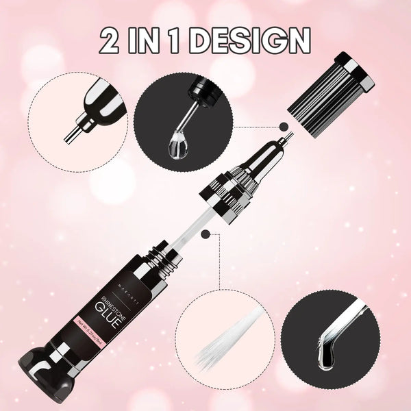 Makartt Nail Rhinestone Glue Gel, Upgrade Gel Nail Glue with Brush Pen Tip Super Strong Adhesive Precise for Nail Charms Crystals Rhinestones Beads Flower 3D Decorations 8ml*2 B-For Tiny Nail Rhinestones