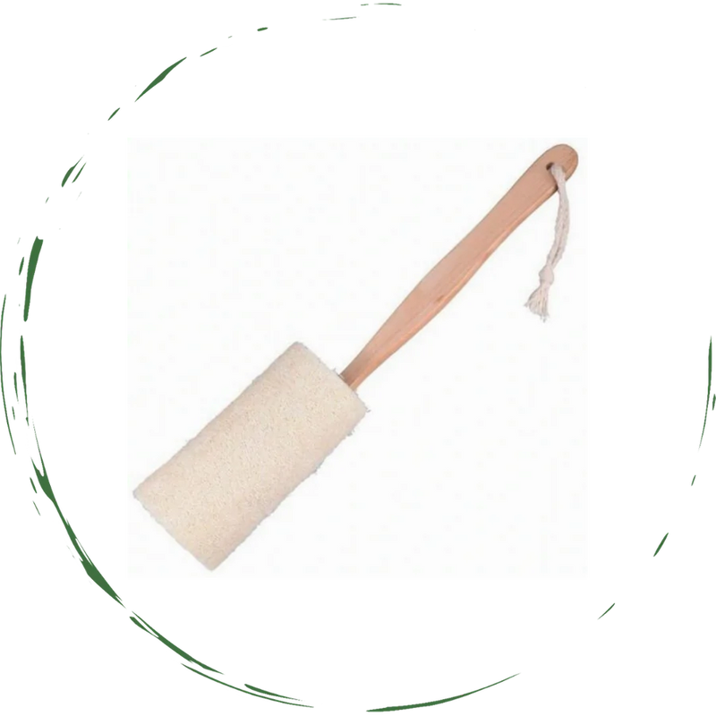 Natural Loofah Bath Brush w/Long Handle.